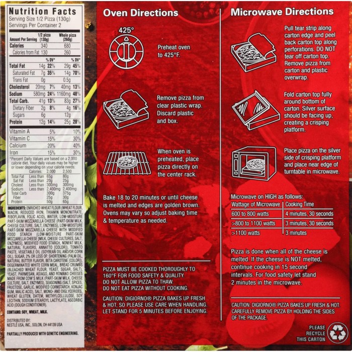 Digiorno pizza nutrition facts cheese