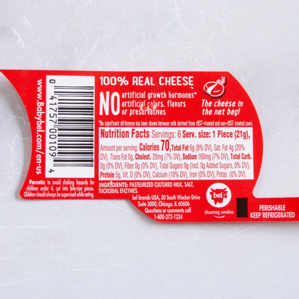 Nutrition facts for babybel cheese