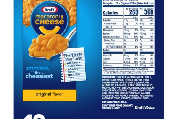 Mac & cheese nutrition facts