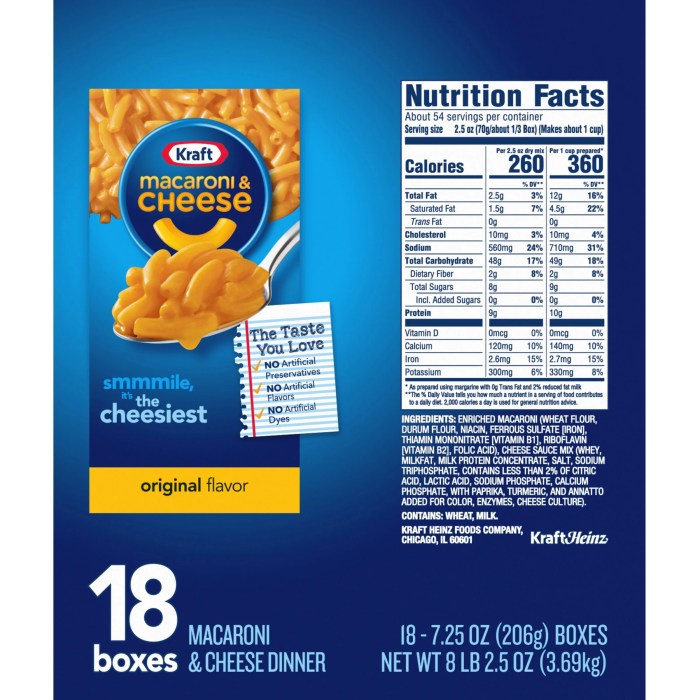 Mac & cheese nutrition facts