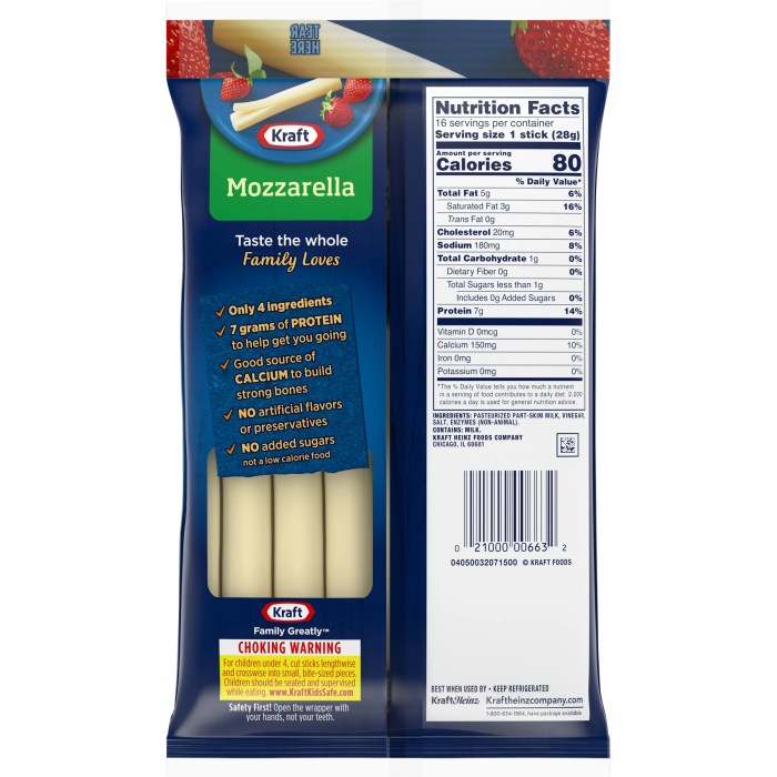 Mozzarella string cheese nutrition