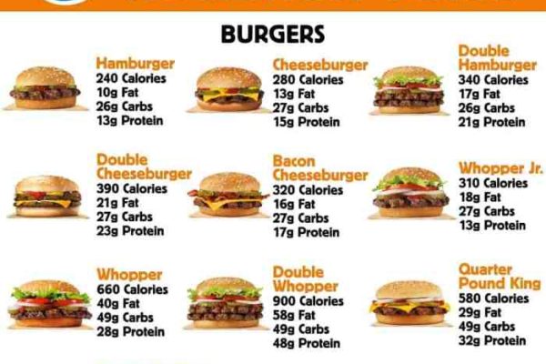 Burger king cheese burger nutrition