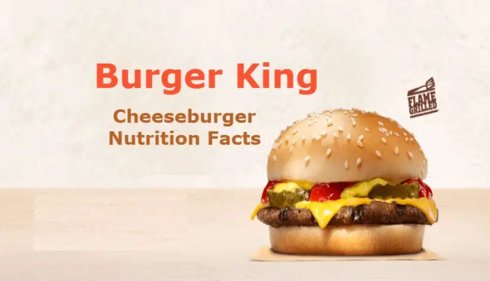 Burger king cheese burger nutrition