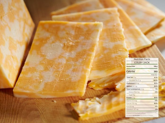 Colby jack cheese nutrition