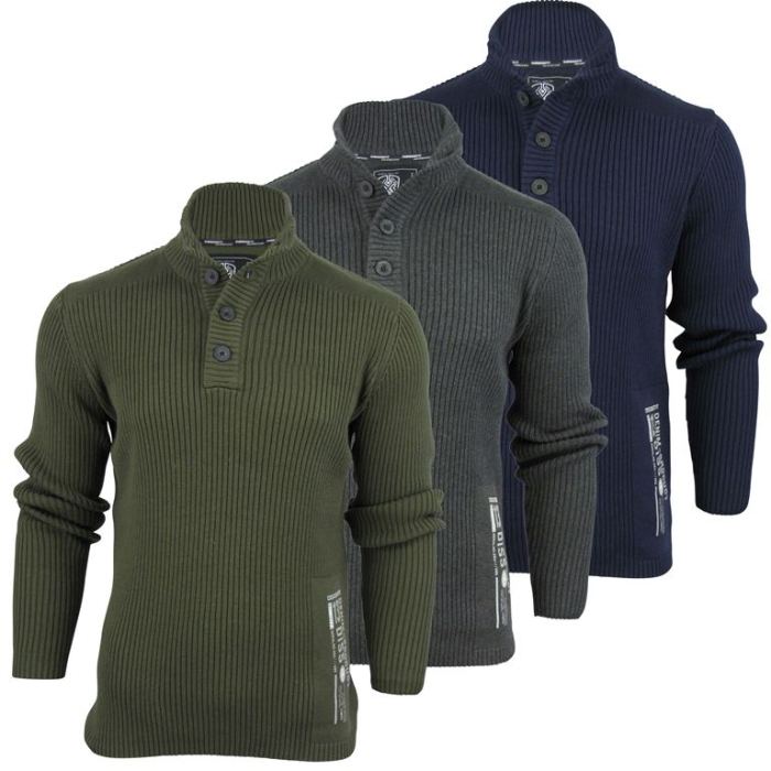 Sweater rectory dissident funnel jumper neck button mens fashion